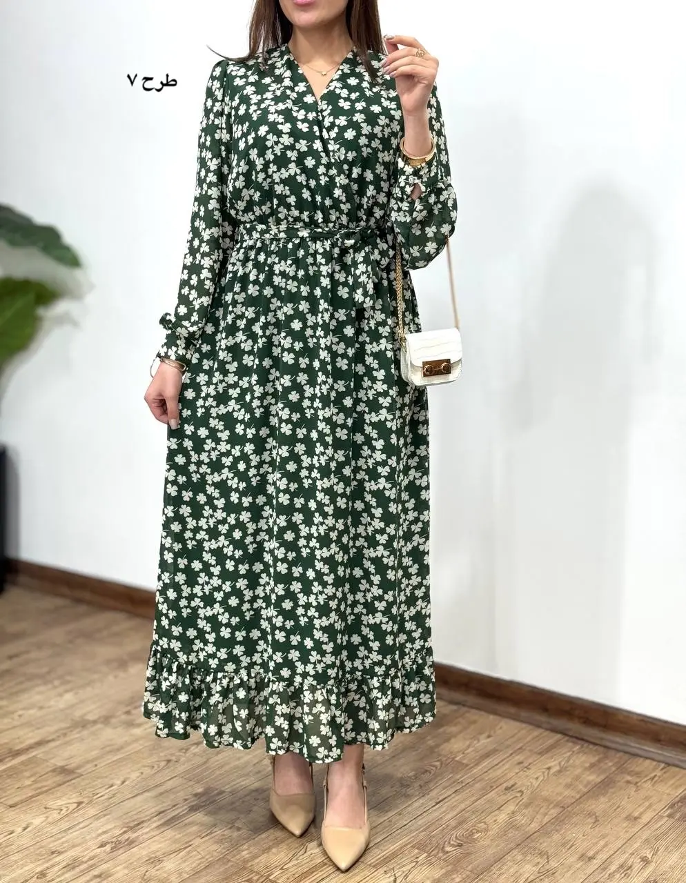 پیراهن بلند حریر آستردار آوا کد 4397